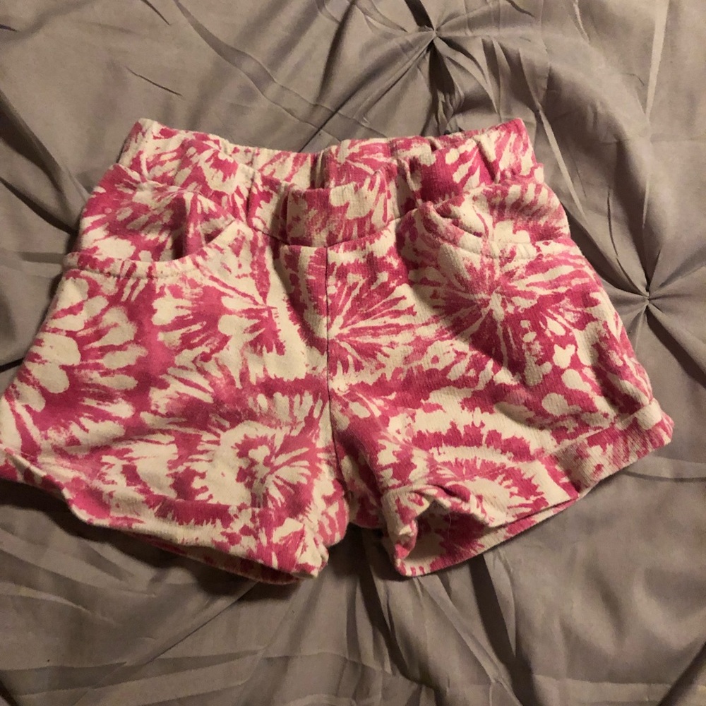 Girls pink and white tie dye shorts